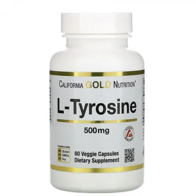 L-тирозин, California Gold Nutrition, AjiPure, 500 мг, 60 растительных капсул