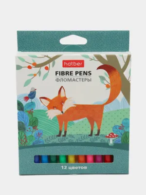 Фломастеры Hatber Fibre Pens, 12 цветов