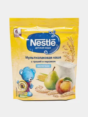 Каша молочная Nestle Мультизлаковая, с грушей и персиком, 220 г