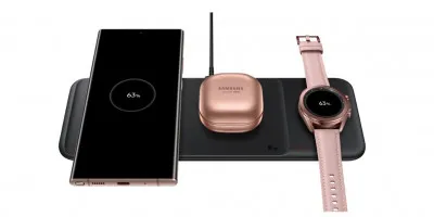 Wireless Charger Trio заряжайте до 3 устройств одновременно - для телефонов, наушников, часов и устройств Apple iPhone Galaxy, черный (версия для США)