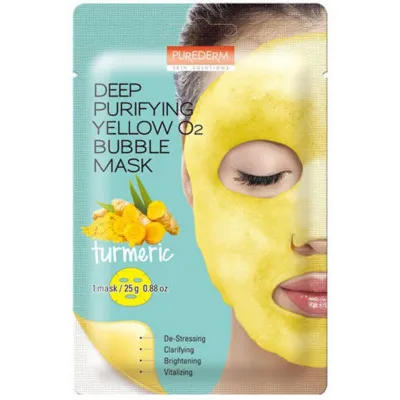 Глубоко очищающая кислородная маска для лица deep purifying black o2 bubble mask volcanic 5536 purederm (Корея)