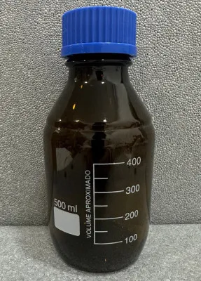Бутылка для реактивов с навинчивающейся крышкой 500 мл, янтарь, содовое стекло