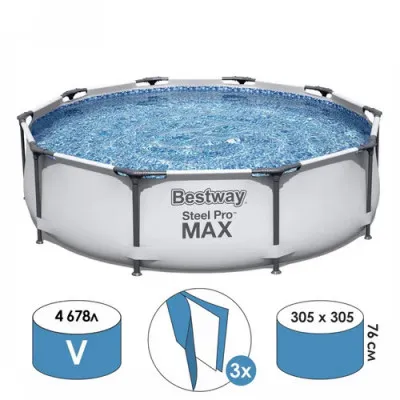 Бассейн каркасный Bestway Steel Pro Max 56406, 305 х 76 см