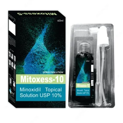 Soch va soqol o'sishi uchun gel 10% Mitoxess-10 Minoxidil mahalliy eritmasi USP 10%.
