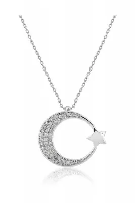 Серебряное ожерелье, модель: луна со звездочкой p478 Larin Silver