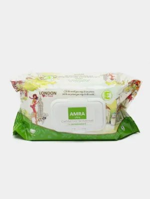 Салфетки влажные AMRA Ultra London, освежающие, с витамином Е, 120 штук