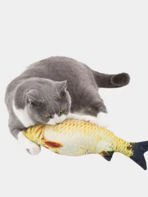 Игрушка для кошек плюшевая "Рыба" с кошачьей мятой внутри