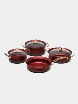 Набор посуды из гранита O.M.S. Jardineire Model, 18*10-22*12-24*9-24*7 см, красный
