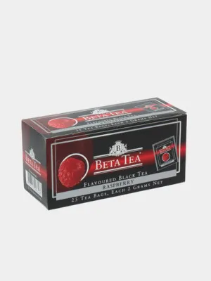 Чай чёрный Beta Tea Малина, 2 г, 25 пакетиков