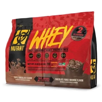 Сывороточный протеин концентрат Mutant Whey Protein 2 Flavours one bag 1800 г triple chocolate & chocolate fudge