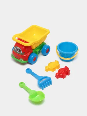 Машина детская с набором: ведро, грабли, формы
