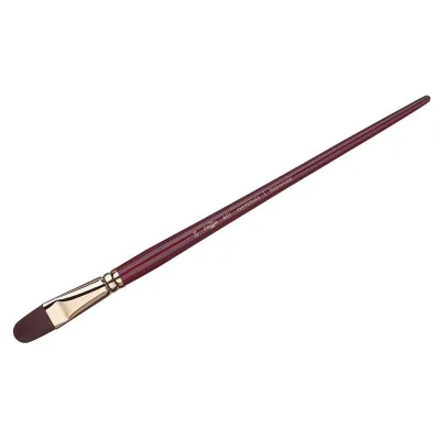 Кисть художественная, синтетика бордовая, Гамма "Вернисаж", плоскоовальная, длинная ручка №24