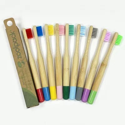 Детская зубная щетка  натурального бамбука Zoolpack  Разные цвета (152C)