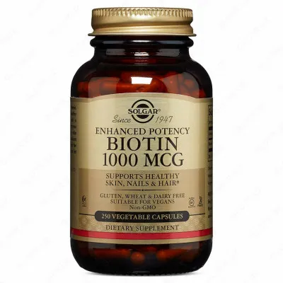 Препарат Биотина для здоровья кожи и волос Solgar Biotin 1000mg (250 шт.)