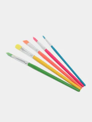 Набор цветных кисточек Лео LSB-01, короткая ручка , 5 шт