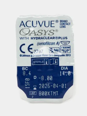 ACUVUE OASYS WITH HYDRACLEAR PLUS (диагн.), 6 DX/8.4/-8.00