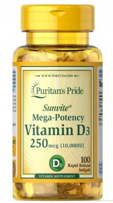 Витамин Д3, Vitamin D3, Puritan's Pride, 10,000 МЕ, 100 капсул