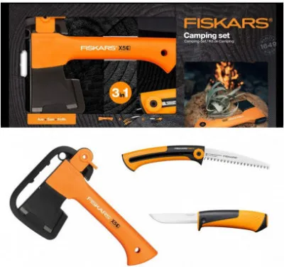 Подарочный набор Fiskars " топор X5 + нож + пила "