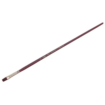 Кисть художественная, синтетика бордовая, Гамма "Вернисаж", плоская, длинная ручка №8