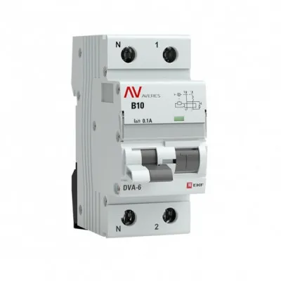 Дифференциальный автомат DVA-6 1P+N 10А (B) 100мА (AC) 6кА EKF AVERES