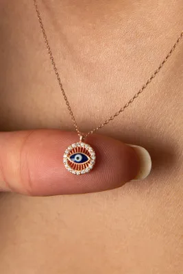 Серебряное ожерелье, модель: розовый глаз pp3791 Larin Silver