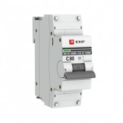 Автоматический выключатель 4P 80А (D) 10kA ВА 47-100M без теплового расцепителя EKF PROxima