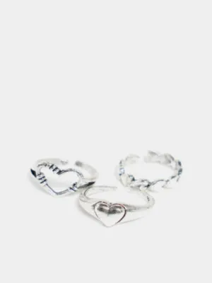 Женские кольца с сердечками, набор из 3 шт - 1
