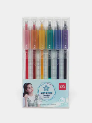 Гелевые ручки Deli A125, 0.5 мм, 6 цветов