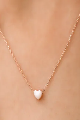 Серебряное ожерелье с розовым покрытием и с сердечкой pmak979 Larin Silver