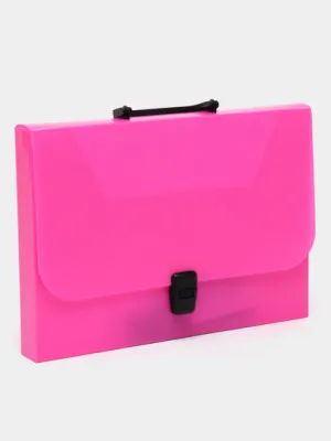 Портфель пластиковый ErichKrause Diagonal Neon, A4, розовый (в пакете по  1шт.)