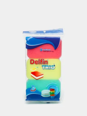 Губка для посуды Delfin Trio, 3 слоя, 3 шт