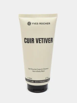 Парфюмированный гель для тела и волос Yves Rocher Cuir Vetiver, 200 мл