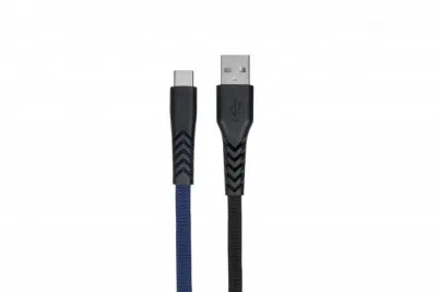 Кабель 2E USB 2.0 USB Type-C Flat Fabric 1M, (2E-CCTT-1MBL)