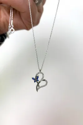 Женское серебряное ожерелье, модель: cердечко pp7158 Larin Silver