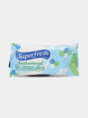 Влажные салфетки Super Fresh Antibacterial, 15 шт