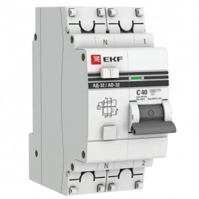 Дифференциальный автомат АД-2 40А/100мА (хар. C, AC, электронный) 4,5кА EKF PROxima
