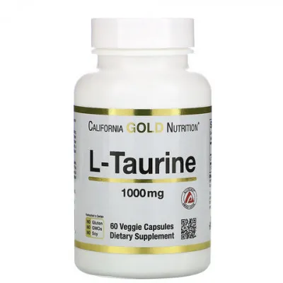 L-таурин, California Gold Nutrition, 1000 мг, 60 растительных капсул