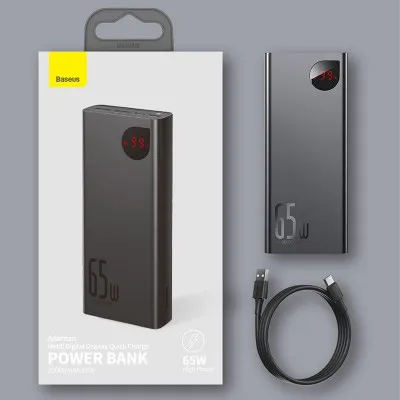 Внешний аккумулятор Baseus Adaman Metal Digital Display Quick Charge Power Bank 20000mAh 65W - черный (PPIMDA-D01)
