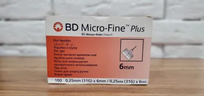Иглы одноразовые к инсулиновому инъектору BD Micro Fine 0,25мм (31G) х 6мм, №100