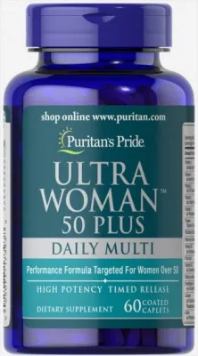 Puritan's Pride Ultra Woman 50 Plus Multi-Vitaminli 60 Tabletkalari