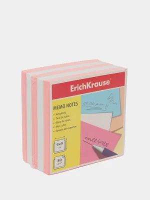 Бумага для заметок ErichKrause, 90x90x50 мм, 2 цвета: белый, розовый
