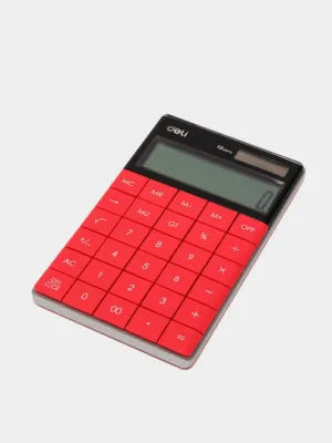 Калькулятор Deli E1589, 12 цифр, красный, 164.6*129.9*14.6 мм
