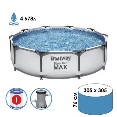 Бассейн каркасный Bestway Steel Pro Max 56408, 305 х 76 см, с фильтр-насосом