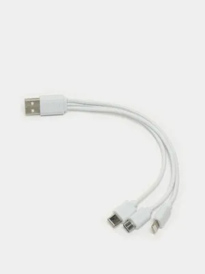 Кабель Lightning, Type-C, Micro USB 3в1