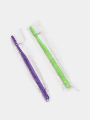 Зубная щетка для взрослых Synergetic Eco dental care, medium, фиолетовая, зеленая, 2 шт