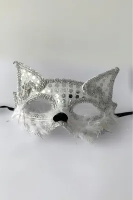 Праздничная маска лиса a012 SHK Gift серебристый
