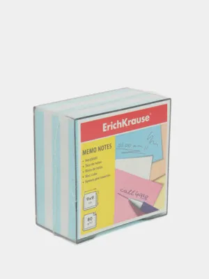 Бумага для заметок ErichKrause,90x90x50 мм,2 цвета: белый,голубой, в пластиковой подставке