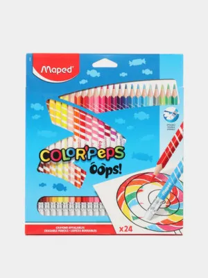 Карандаши Maped Color'peps Oops, 24 цвета, с ластиком