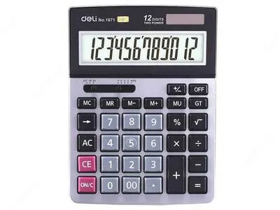 Калькулятор 12 разрядный чёрный цв.185*135*37,5 Deli E1671