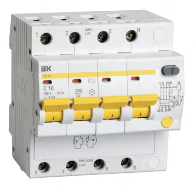 Автоматический выключатель дифференциального тока АД14 4Р 40мА ИЭК
